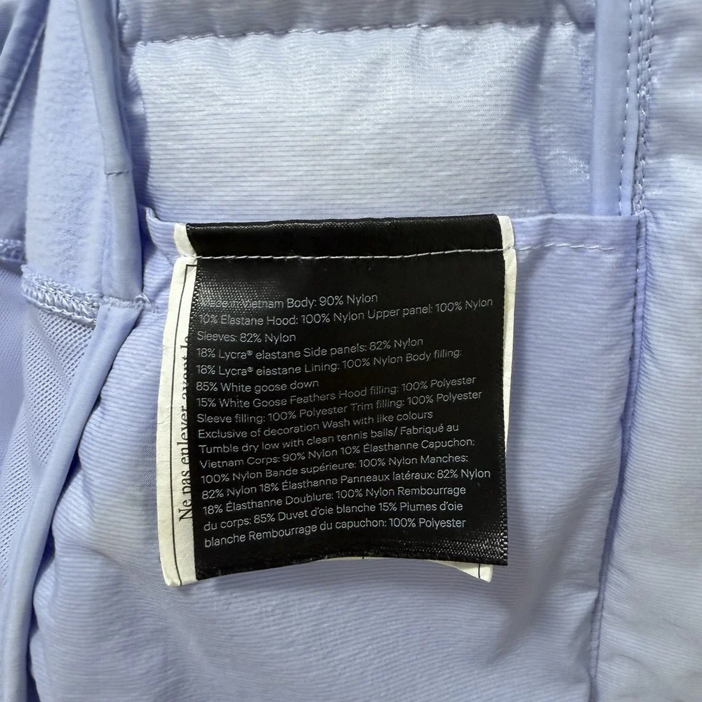 Lululemon Womens Down for It All Athletic Jacket Size 2 Blue Willow Packable Gym